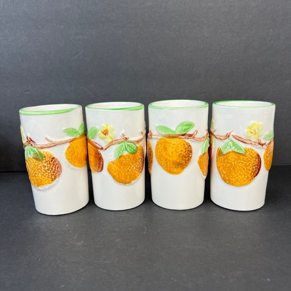 Vtg Napco Napcoware Good Morning Orange Juice Set Pitcher 6 Tumblers 50s Kitsch - Picture 7 of 14